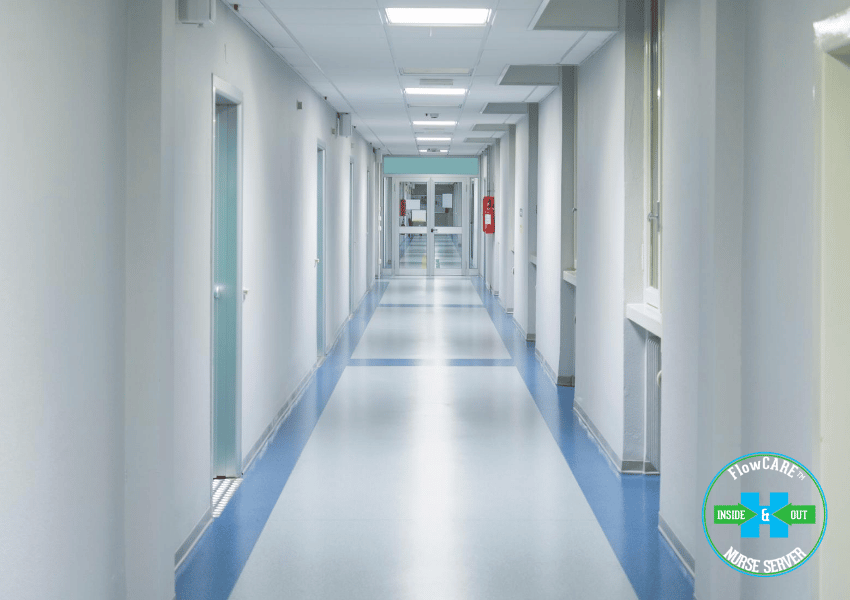 Long Shot down Hospital Hallway